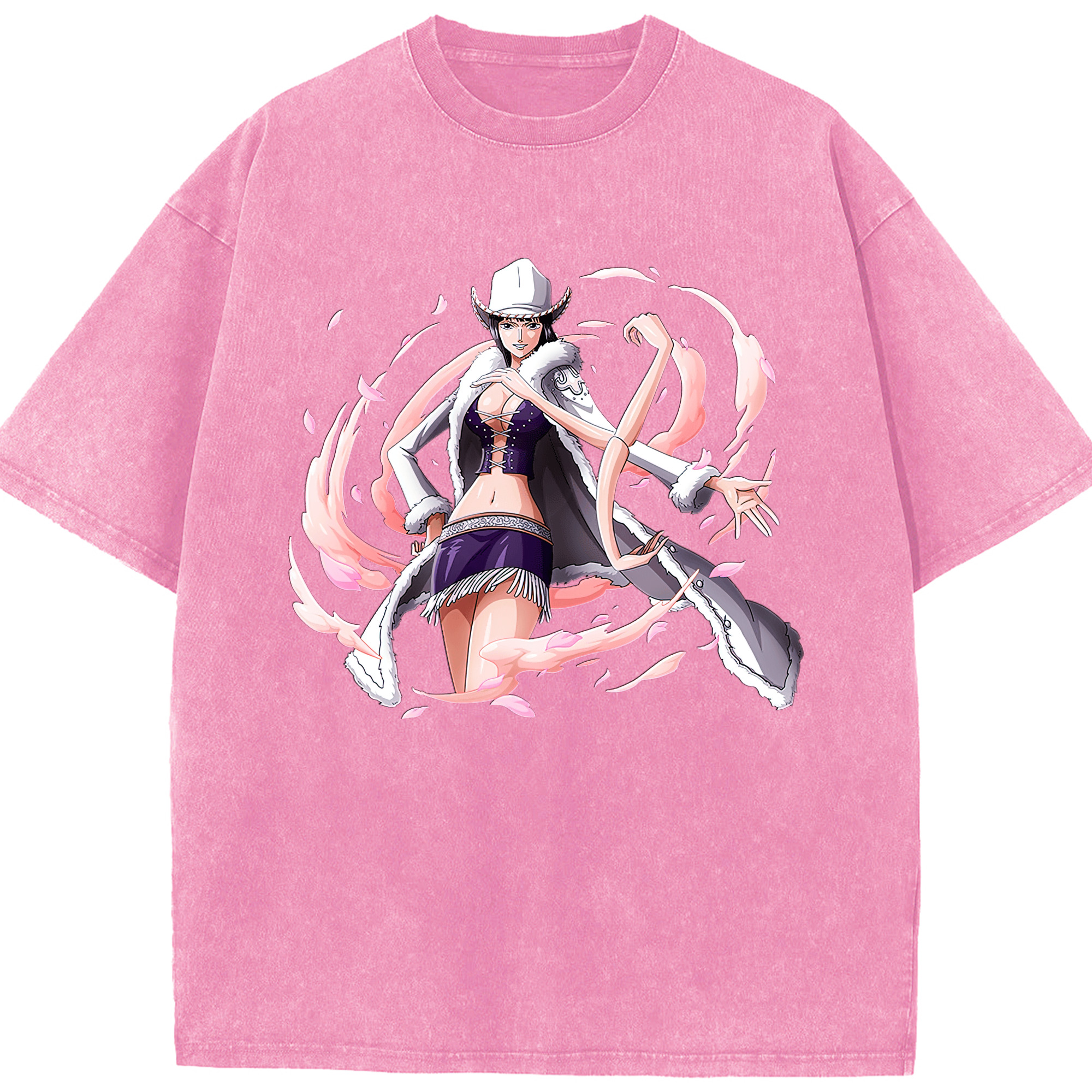 ワンピース ニコ・ロビン ONE PIECE Nico Robin 綿100% ヴィンテージ風 半袖Tシャツ（フロントプリント）
